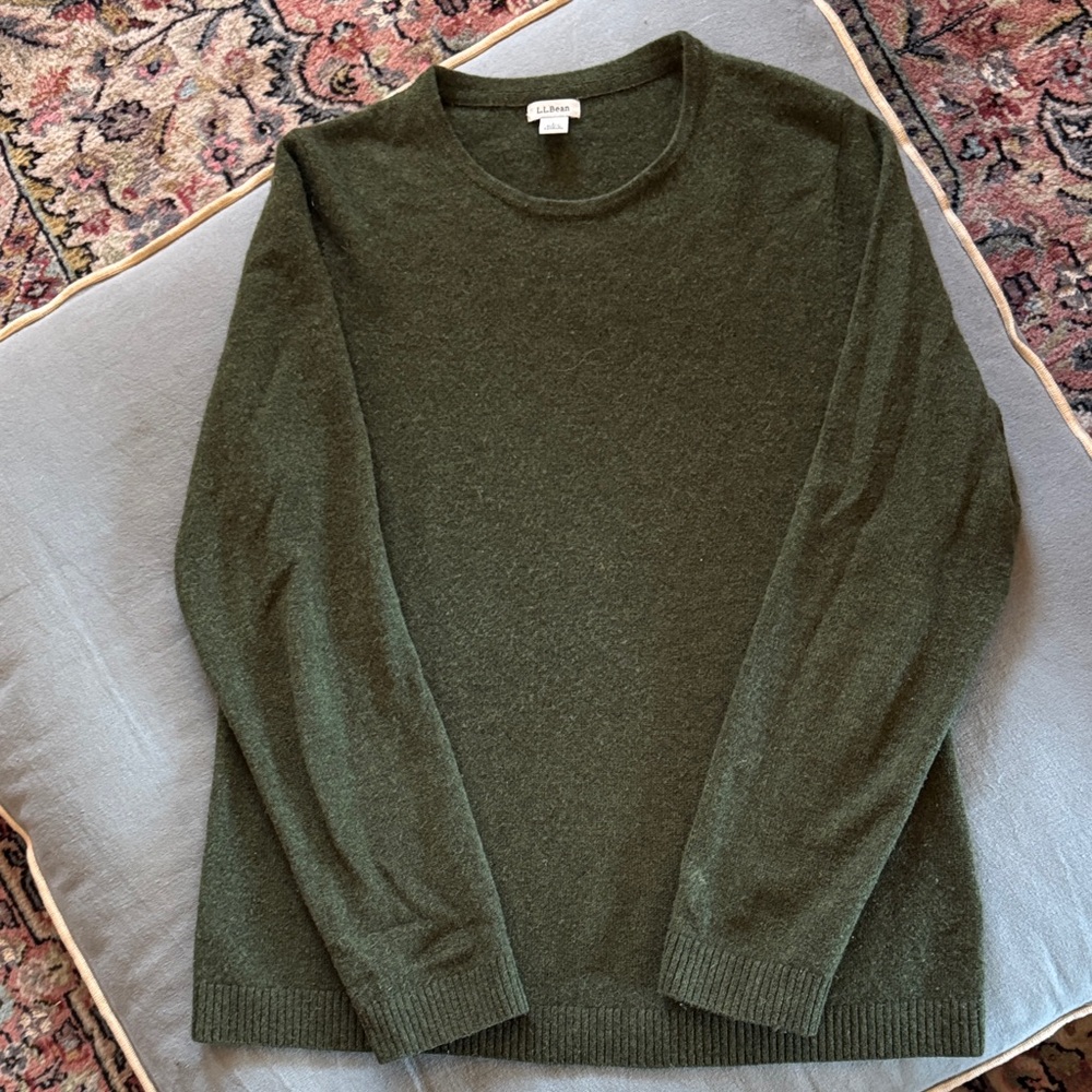 LL Bean Forest Green Cashmere Crewneck Sweater